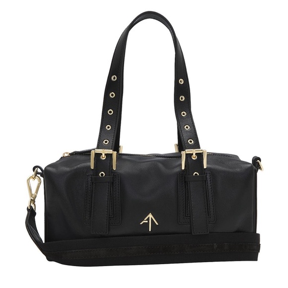 Manu Atelier Tetra Soft Calf‎ Leather Canvas black shoulder satchel bag logo - Picture 1 of 15